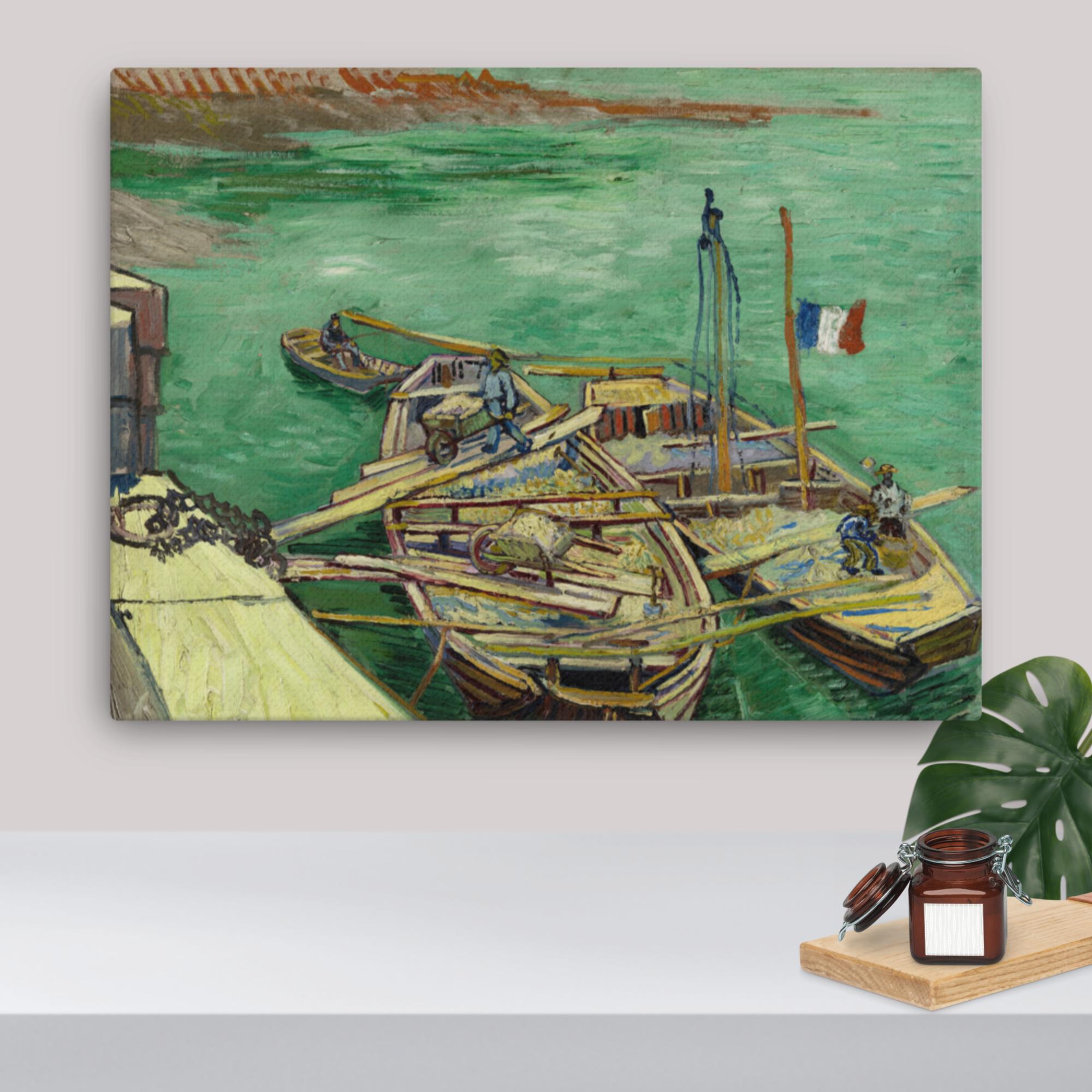 Quay with men unloading sand barges by Vincent van Gogh Thin canvas Print